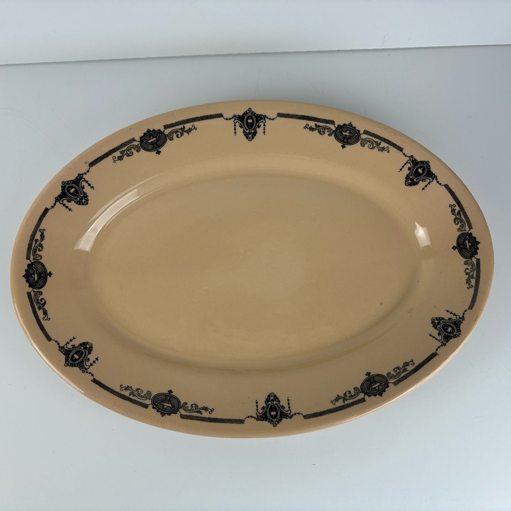 Vintage Restaurant Wear China McNicle Roloc Platter-Tan & Black